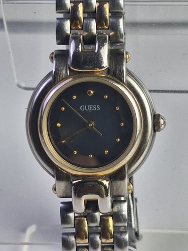 Vintage Guess Uhr Damen Silber Gold Bicolor Schwarzes Zifferblatt - Bild 2 von 14