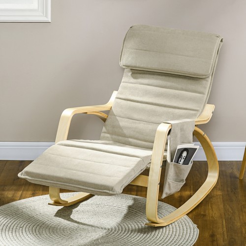 HOMCOM Mecedora Sillón Reclinable con Reposapiés Ajustable, Caqui - Imagen 11 de 12