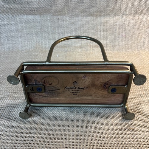 Hearth and Hand with Magnolia Wood & Brass Round Footed Napkin Holder 7 L X 6 H - Picture 2 of 6