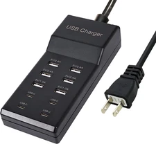 50W USB Charger Station 10-Port Fast Charging Hub for Phones & Tablets