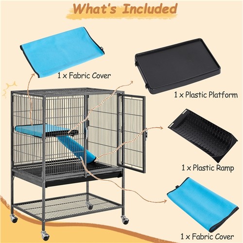 Single Unit Small Animal Cage for Adult Rats/Ferrets/Chinchillas/Guinea Pigs - Picture 8 of 12