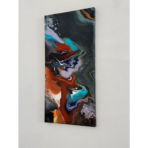"The Watchful Woodpecker" Original Abstract Acrylic Painting 10X20 in on Canvas - Picture 4 of 8