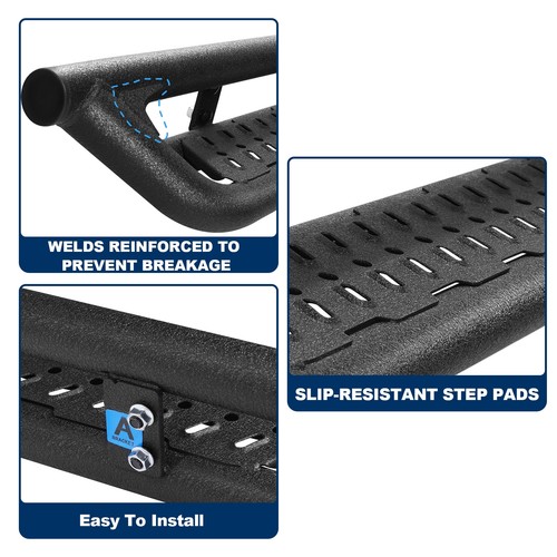 Running Board For 2004-2025 Nissan Titan Crew Cab BLK Drop 4-Step Side Bar - Picture 7 of 11