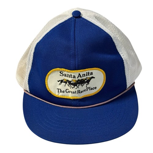 Vintage Santa Anita Mesh Trucker Hat Blue & Beige Adjustable Snapback Lot of 3 - Picture 7 of 8