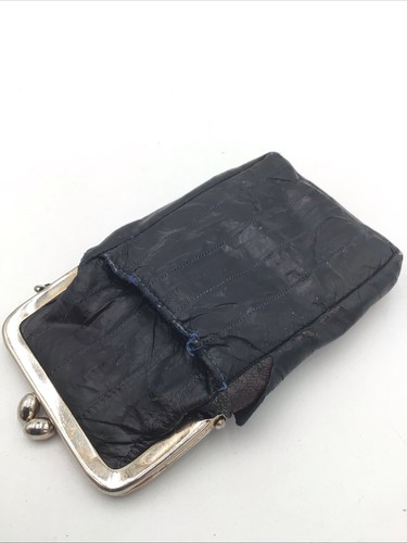 Vintage Eel Skin Cigarette Case & Lighter Holder - Blue & Black Makeup Pouch - Picture 7 of 12