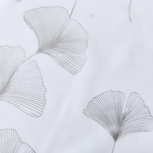 Silver Foil Print Voile Sheer Curtains, Leaves Grommet Top Window Drapes 96 I... - Picture 9 of 9