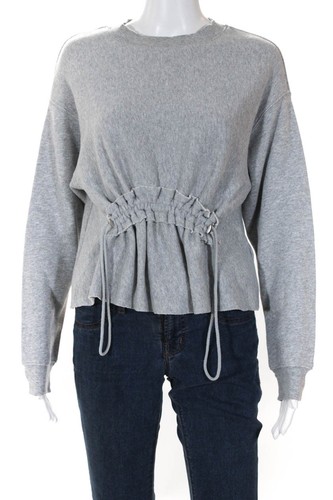 Current/Elliott Womens Cotton Pull-Over Ruffled Drawstring Waist Accent Gray 0 L