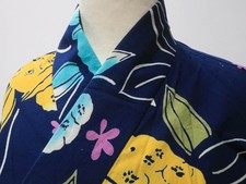 Antique Kyomatsu Kimono Yukata Botanical pattern Length . 155.5cm Sleeve
