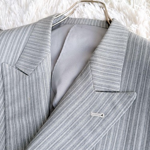80s 90s Vintage YSL Yves Saint Laurent setup suit double-breasted grey Japan - Picture 10 of 10