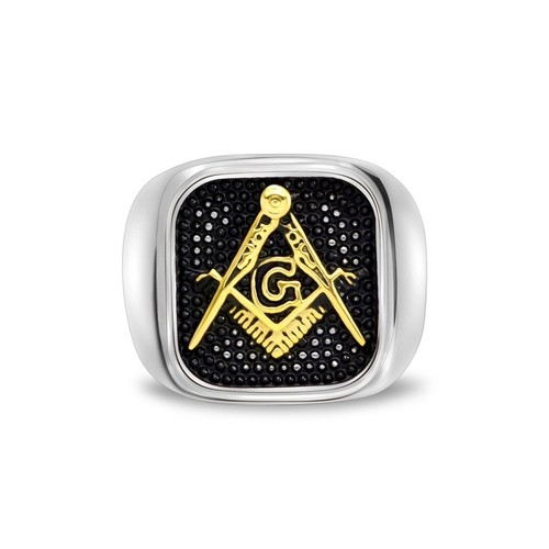 Herren Edelstahl Ring vergoldet Freimaurer Masonic Ring Silber Größe 7-13 - Bild 9 von 9
