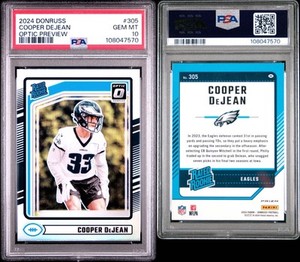 2024 Donruss Optic preview Cooper DeJean Rated Rookie Holo Eagles PSA 10 Pop 3