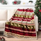  Premium Christmas Blanket Sherpa Fleece Throw Twin| 60 x 80 Inches - Twin Red