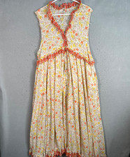 Free People Womens XS Floral Maxi Dress Sleeveless Boho Style 100% Cotton