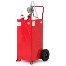 30-Gallon Diamond Pattern Stainless Steel Fuel Caddy w/ Hand Pump, Hose  Wheels