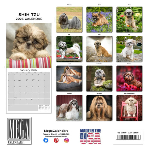 SHIH TZU Wall Calendar 2026 Animal DOG PET Lover Gift - Picture 2 of 2