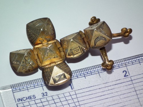 Scarce Large Early Antique c1900 Masonic 9ct Rose Gold Silver Fob / Pendant Orb - Picture 9 of 9