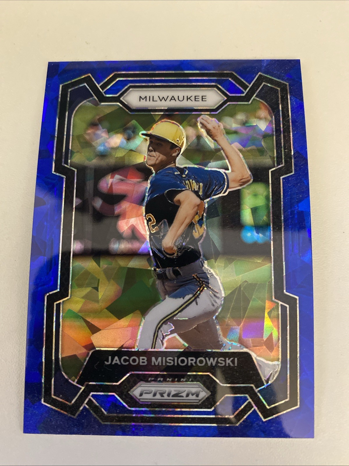 2024 Panini Prizm Jacob Misiorowski Blue Ice Prizm #114 Milwaukee Brewers 
