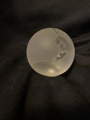 Vintage Etched Tiffany & Co Clear Frosted Glass Crystal World Globe Paperweight - Picture 7 of 16