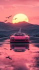 Pink Ferrari F40 Sports Car Poster A3 size 29.7x42 cm Semi-Gloss poster only