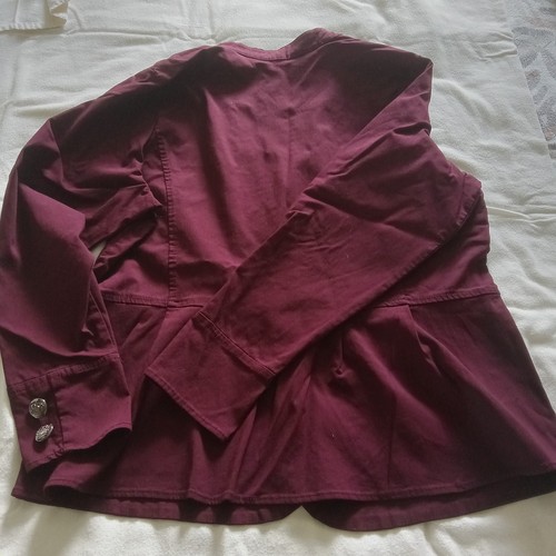 Roz&Ali Burgandy Dbl. Breasted Military Style Open Front Jacket 2X Peplum Hem - Picture 8 of 17