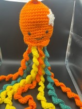 Crochet Knitted Handmade Stuffed Toy Jellyfish Orange yellow green white READ