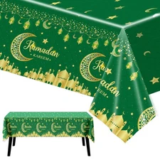 , Green Ramadan Table Cover - 108x54 Inch, Pack of 3 | Ramadan Table Cloth fo...