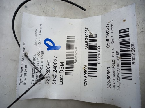 11 12 13 14 15 16 TOYOTA SIENNA LIMITED 3.5L UPPER INTAKE MANIFOLD 2GRFE - Picture 8 of 12