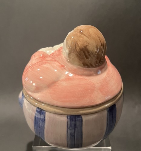 Vintage Omnibus Chubby Cute Man Trinket Box with Lid Fat Guy Ceramic - Picture 3 of 9