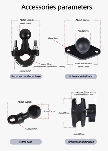 Motorcycle Phone Holder Bike Mount Anti Vibration Shockproof 360Β° Fits 4.7β7.1β - Picture 7 of 14