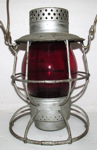 PENNSYLVANIA SYSTEM Dietz 39 Vulcan Railroad Lantern w 5 3/8" Red Cast PS Globe - Picture 4 of 13
