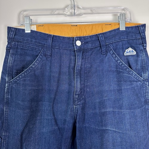 LEE Jean Mens 31 Blue Straight Denim Jeans Create Inspire Vintage Logo Patch - Picture 3 of 12
