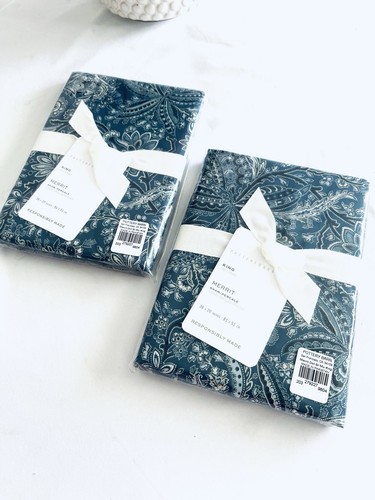 Pottery Barn MERRIT Kissenbezüge 2 NEU KING/GROSS Paisley Blumen blau Perkal - Bild 7 von 7