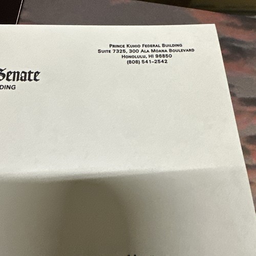 DANIEL K. INOUYE - TYPED LETTER SIGNED 1989 - Picture 4 of 5