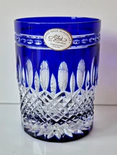 Vintage Ajka Clarendon Cobalt Crystal Whiskey Glass, Waterford Designe