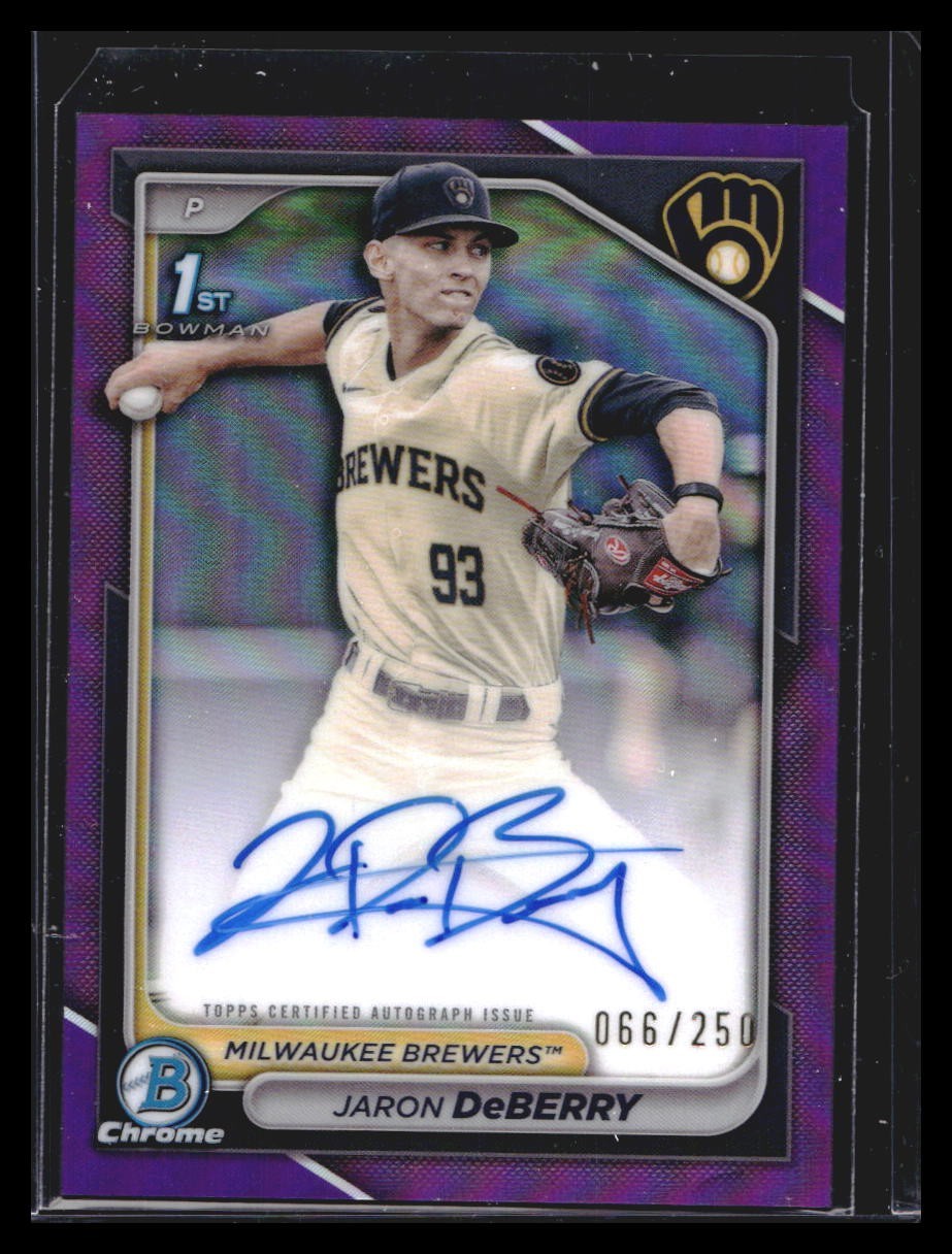 JARON DEBERRY 2024 BOWMAN CHROME DRAFT 1ST PURPLE AUTO /250