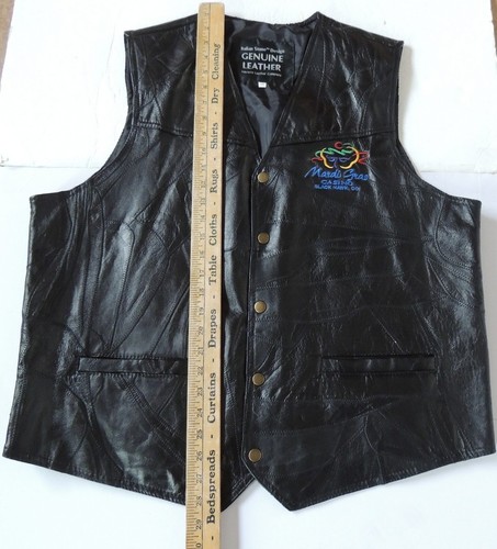 Navarra Weste Herren XXXL Schwarz Leder Western Druckknopf Neu ohne Etikett Karneval Casino Colorad - Bild 4 von 5