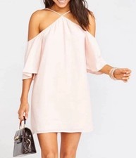 Show Me Your MuMu Lindsay Halter Dress Speckle Pink Dots Womens Size Small (NWT)