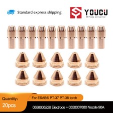 For ESAB® PT-37 PT-38 torch 20pcs 0558005220 Electrode + 0558007680 Nozzle 90A
