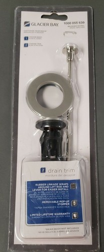 Glacier Bay Plastic Lavatory Drain Trim (Brushed Nickel, 1000 055 639) Brand New - Picture 1 of 5