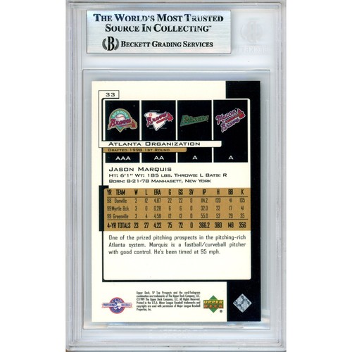 2000 SP Top Prospects #33 Jason Marquis Signed Card Auto RC Beckett BAS Slabbed - Picture 2 of 5