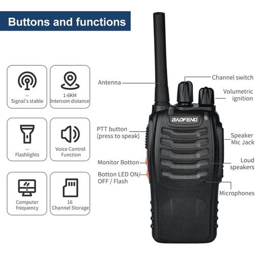 2/4x Baofeng Walkie Talkie 5KM BF-88E Radiotelefony Radiotelefon ręczny 16 kanałów - Zdjęcie 13 z 20