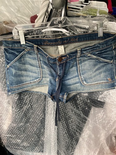 women, Abercrombie and Fitch denim shorts size 8 with adjustable waist string