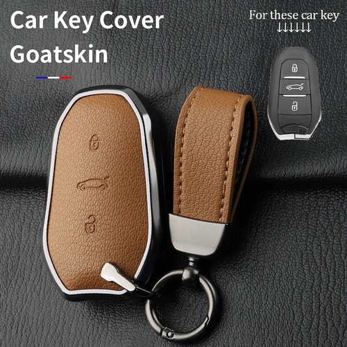 Metal Leather Car Key Case Cover For PEUGEOT 308 408 508 2008 3008 4008 5008 - Picture 18 of 21