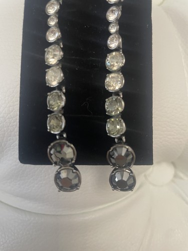 Swarovski Ombre Dangle Earrings Clear to Black Rhodium Plated - Picture 4 of 13