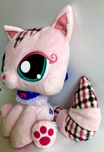 Littlest Pet Shop VIP Katze rosa/kariert Plüschtier Stofftier Spielzeug Neu mit Etikett 2007 Hasbro - Bild 2 von 10