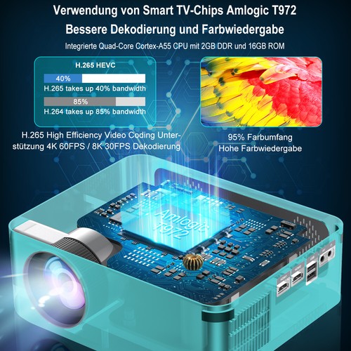 Projecteur 8K HD 20000LMS 1080P Projecteur WiFi LCD Home Cinéma 250" HDMI USB Bluetooth - Photo 7/15