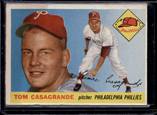 1955 Topps #167 Tom Casagrande Rookie SP Philadelphia Phillies VG-EX (stain)