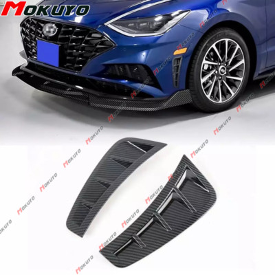 2Pcs Carbon Fiber Pattern Front Bumper Side Vent Trim For Hyundai Sonata Elantra