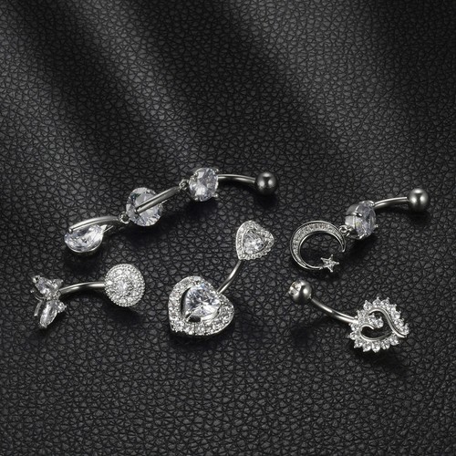 5 Stck. 14 G Chirurgenstahl Baumeln Bauchnabel Ringe CZ Bauchnabel Körper Piercing Schmuck - Bild 2 von 5