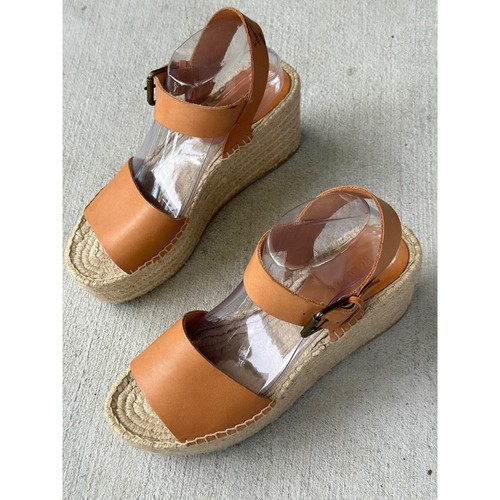 Sandali donna Soludos Minorca 9 espadrillas in pelle marrone plateau punta aperta - Foto 5 di 11